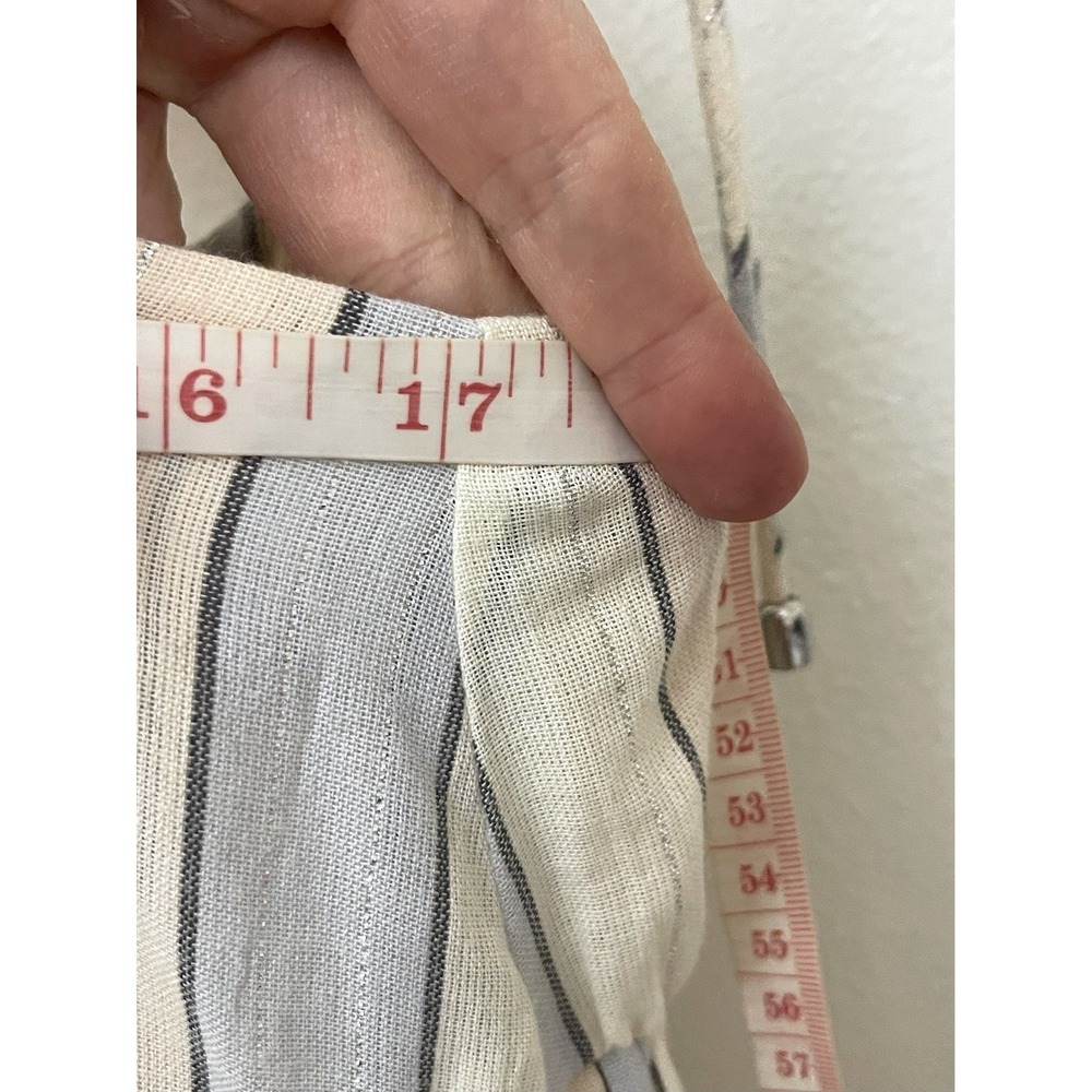 ZIMMERMANN Tiered Maxi Dress Cotton Tie Strap Natural Blue Metallic Stripe S - Picture 14 of 16